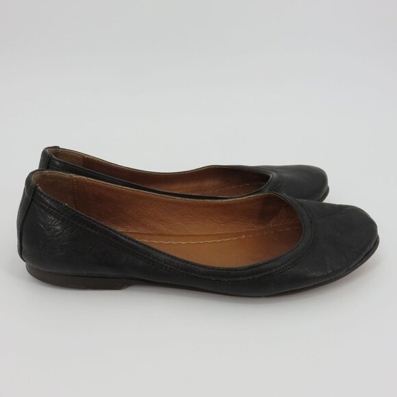 Frye Women 7.5 M CARSON Ballet Flat 8012044 Black Genuine Leather Shoes Slip On - Picture 9 of 15